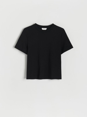 Reserved Boxy T-shirts Dames Zwart | KVXMQ-5419