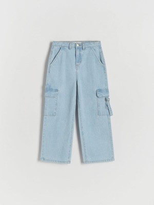 Reserved Brede Legcargo Pockets Jeans Meisjes Blauw | NFKOI-5926