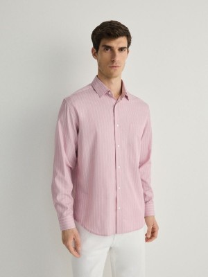 Reserved Comfort Fit Stripe Overhemd Heren Roze | MZDUV-2674