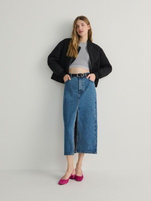 Reserved Denim Midi Rokken Dames Blauw | VNRQP-4250