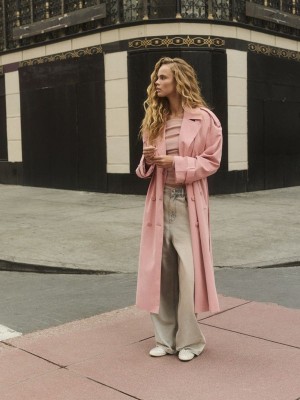 Reserved Double Breasted Oversized Trench Jassen Dames Roze | GRMNI-4615