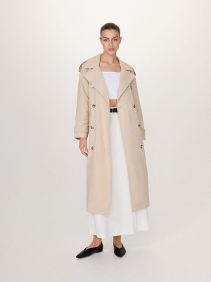 Reserved Double Breasted Oversized Trench Jassen Dames Beige | GDTXW-8201