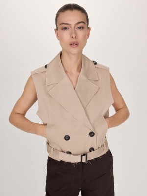 Reserved Double-breasted Jassen Dames Beige | HKICY-9302