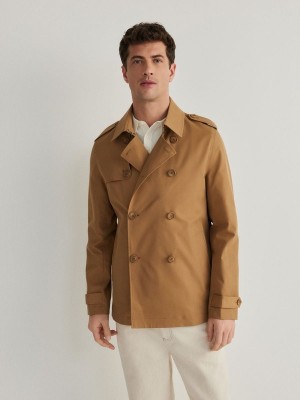 Reserved Double-breasted Trench Jassen Heren Bruin | YNSUG-9801