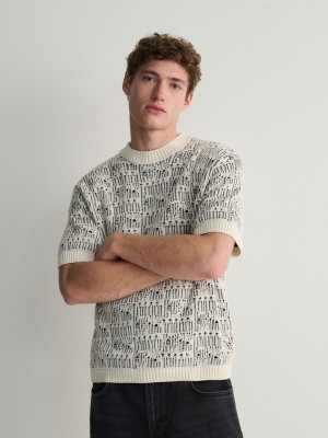 Reserved Jumper In Textured Knit Truien Heren Wit | DURMO-2580