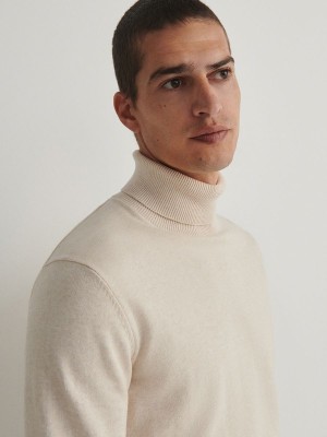 Reserved Katoenen Rich Turtleneck Truien Heren Beige | KJHWB-1824