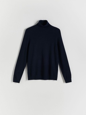 Reserved Katoenen Rich Turtleneck Truien Heren Donkerblauw | FYQJH-8721