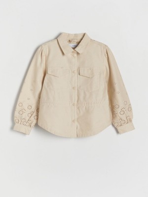 Reserved Katoenen Truckerembroidery Jassen Meisjes Beige | HEUPI-9038