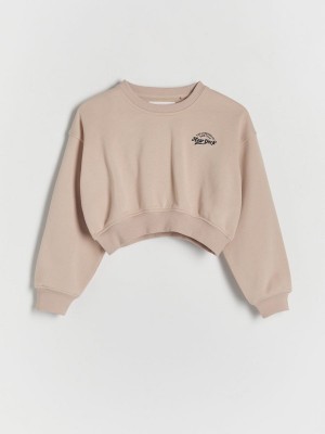 Reserved Kort Printed Sweatshirts Meisjes Beige | KPCEV-5481