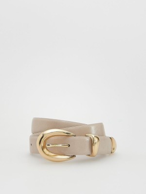 Reserved Leatherbuckle Riemen Dames Beige | XOHQN-1248