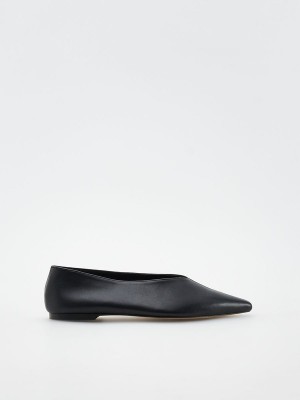 Reserved Leren Ballerinas Loafers Dames Zwart | RPCQD-6107