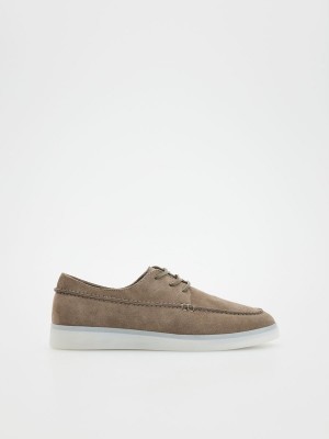 Reserved Leren Derby Schoenen Heren Lichtgrijs | NWLFC-5802