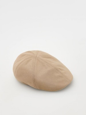 Reserved Linen Blend Platte Caps Heren Beige | CYIZX-7036