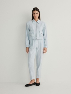 Reserved Linen Rich Jassen Dames Lichtblauw | SUAPH-5086