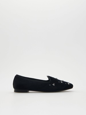 Reserved Loafersdecorative Details Loafers Dames Zwart | WESRL-7531