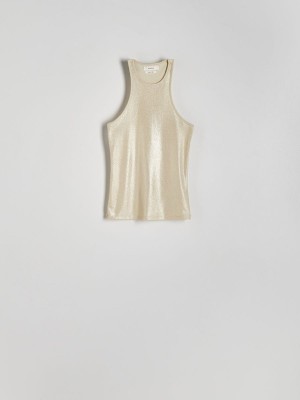 Reserved Metallic Effect Top T-shirts Dames Beige | BYNVO-1647