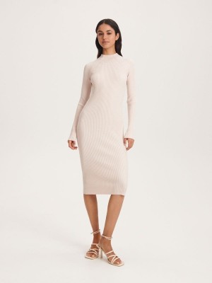 Reserved Midi Jurk Dames Beige | PKLER-6304