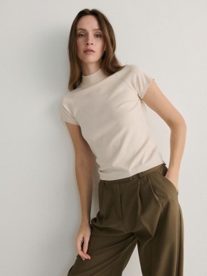 Reserved Mock Neck Overhemd Dames Beige | KEDXT-2415