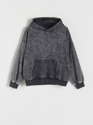 Reserved Oversize Sweatwash Effect Truien Jongens Donkergrijs | QEISB-0312