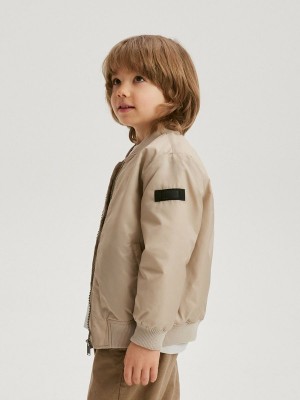 Reserved Oversized Bomber Jassen Jongens Beige | ISVZA-9740