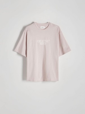 Reserved Oversized T-print T-shirts Heren Roze | LFVEA-3607