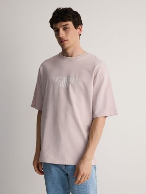 Reserved Oversized T-print T-shirts Heren Roze | OEUTD-7805