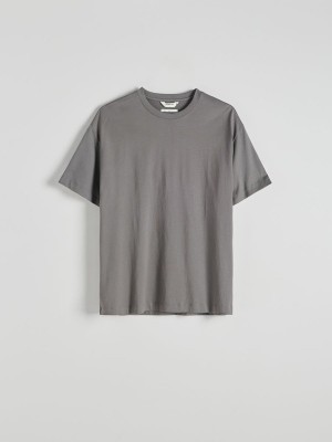 Reserved Plain Boxy T-shirts Heren Donkergrijs | DZAJR-0392