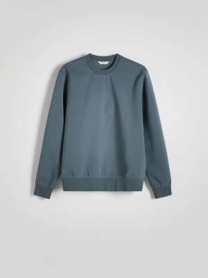 Reserved Plain Katoenen Rich Sweatshirts Heren Grijs Blauw | BWRGV-7936