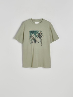 Reserved Regular Fit T-print T-shirts Heren Groen | CORLX-3659