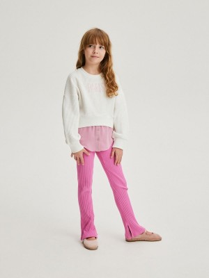 Reserved Rib Knit Leggings Broek Meisjes Fuchsie | VJKGL-6725