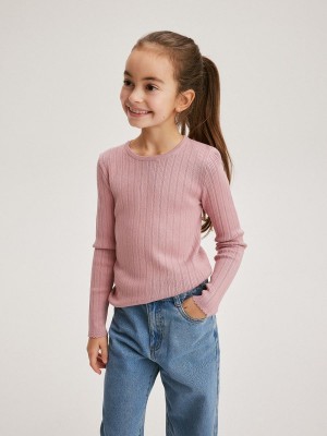 Reserved Rib Knit Truien Meisjes Roze | HCERI-1473