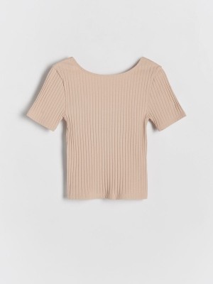 Reserved Rib Knit T-shirts Meisjes Beige | MRPFO-4518