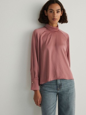 Reserved Satin Top Overhemd Dames Roze | OZDXB-6870