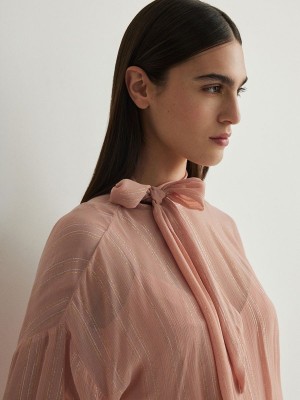 Reserved Silk Top Overhemd Dames Roze | JKNAZ-3794