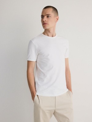 Reserved Slim Fit T-shirts Heren Wit | AXWKD-9210