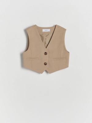 Reserved Smart Elongated Waistcoat Jassen Meisjes Beige | WVGAJ-2145