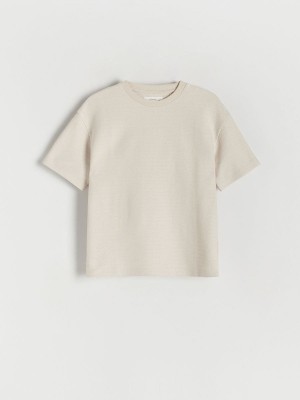 Reserved Structural Fabric T-shirts Jongens Beige | AYQTS-4690