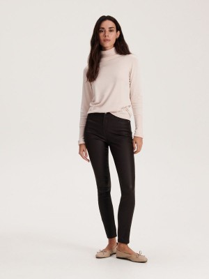 Reserved Waxed Push Up Broek Dames Donkerbruin | ZMSEP-4019