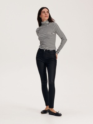 Reserved Waxed Push Up Broek Dames Zwart | FSDUW-4790