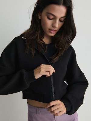 Reserved Zip Up Sweatshirts Dames Zwart | MBVAF-1836