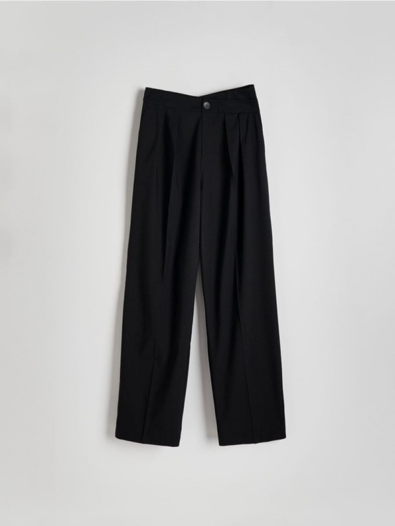 Reserved Asymmetric Waistband Broek Dames Zwart | NXJCU-7586