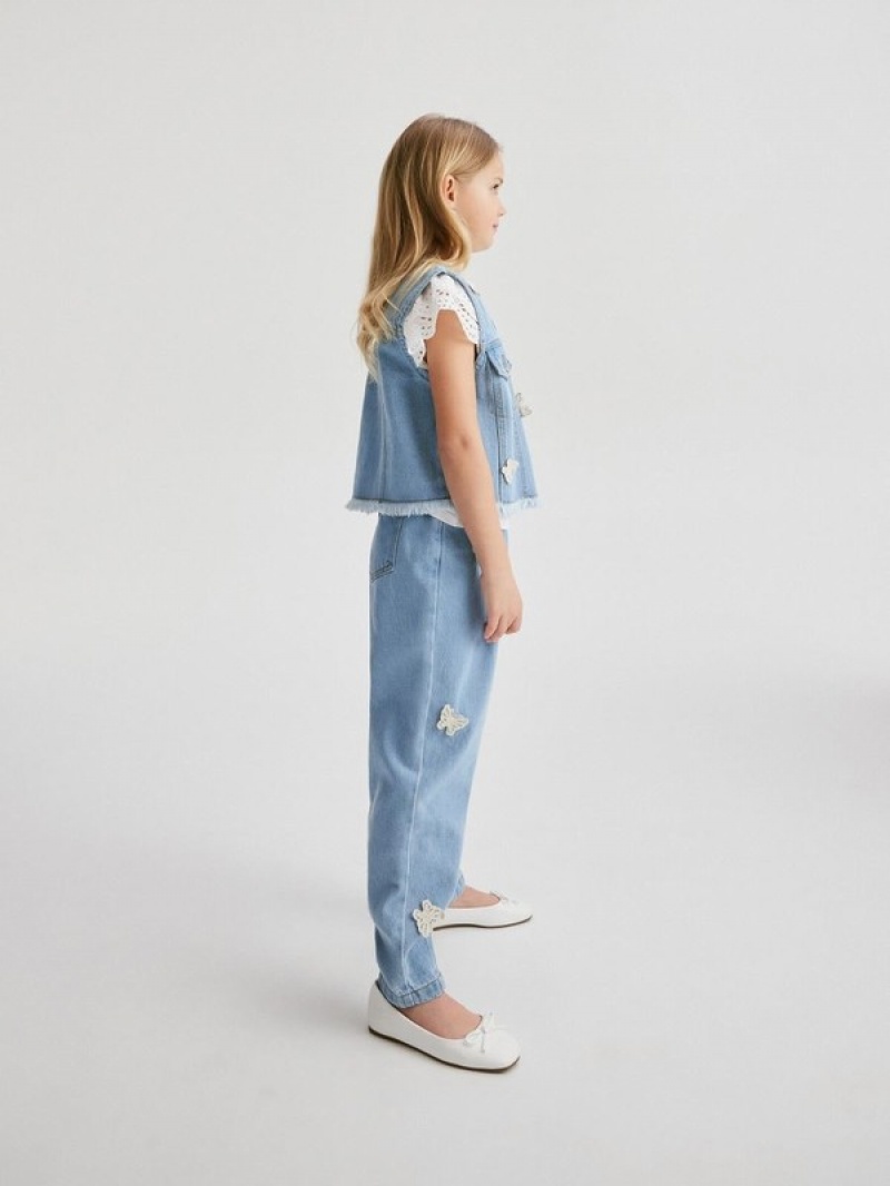 Reserved Baggyappliqué Jeans Meisjes Blauw | SMOBP-7180