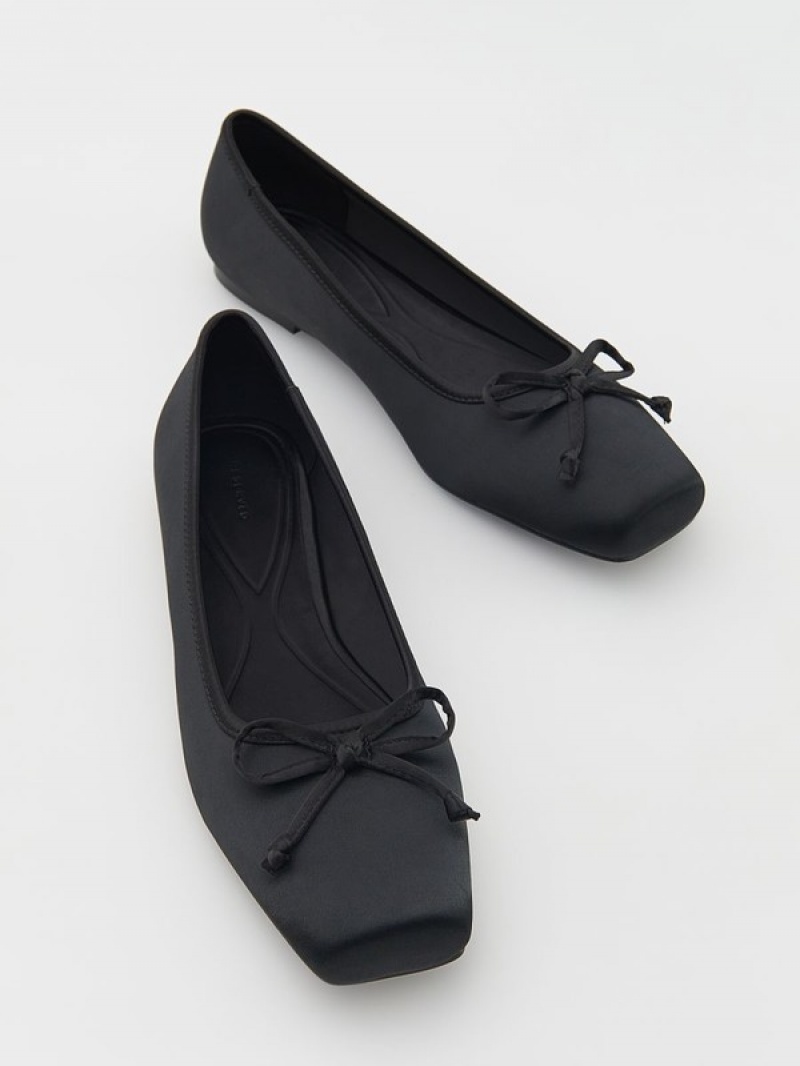 Reserved Ballerinasbow Detail Loafers Dames Zwart | SRUOH-3246