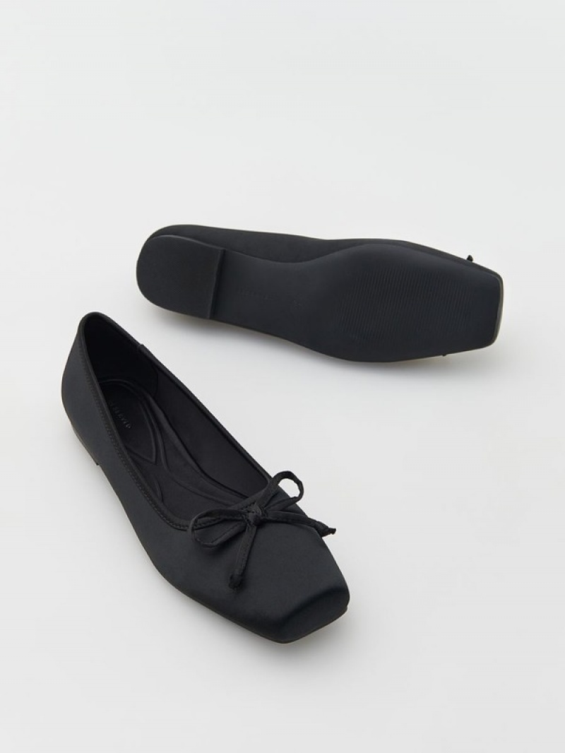 Reserved Ballerinasbow Detail Loafers Dames Zwart | SRUOH-3246