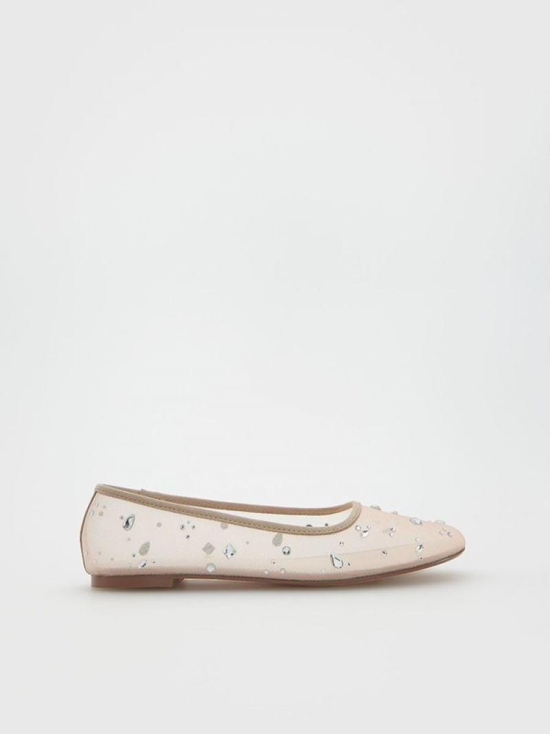 Reserved Ballerinasrhinestones Loafers Dames Beige | WHIZY-6705