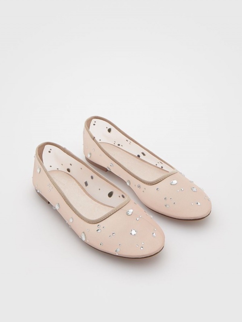 Reserved Ballerinasrhinestones Loafers Dames Beige | WHIZY-6705