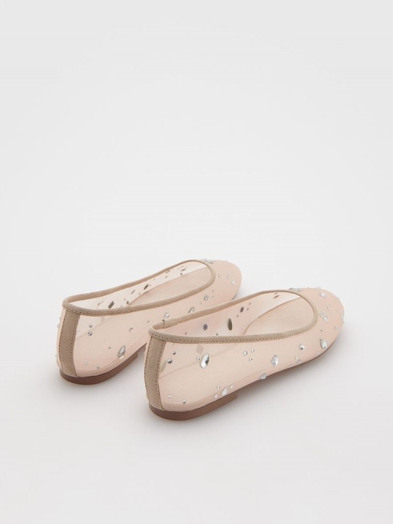 Reserved Ballerinasrhinestones Loafers Dames Beige | WHIZY-6705