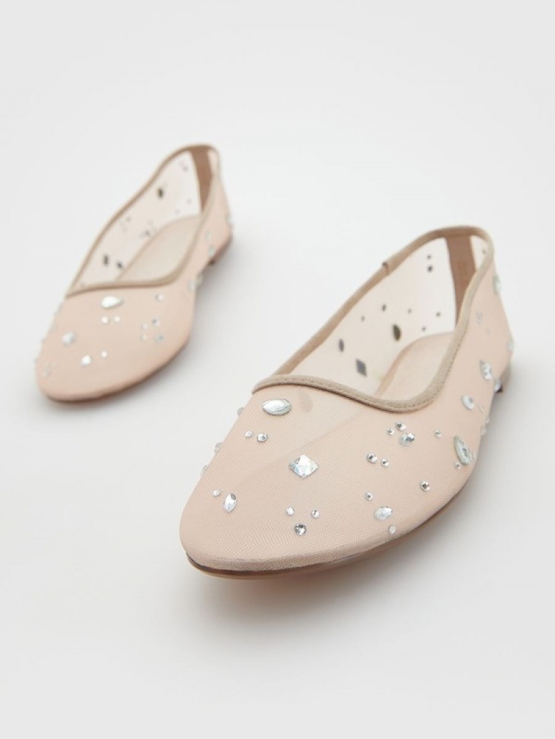 Reserved Ballerinasrhinestones Loafers Dames Beige | WHIZY-6705