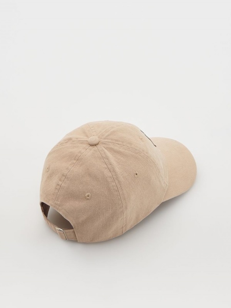 Reserved Baseballembroidery Caps Heren Beige | REBNP-9850