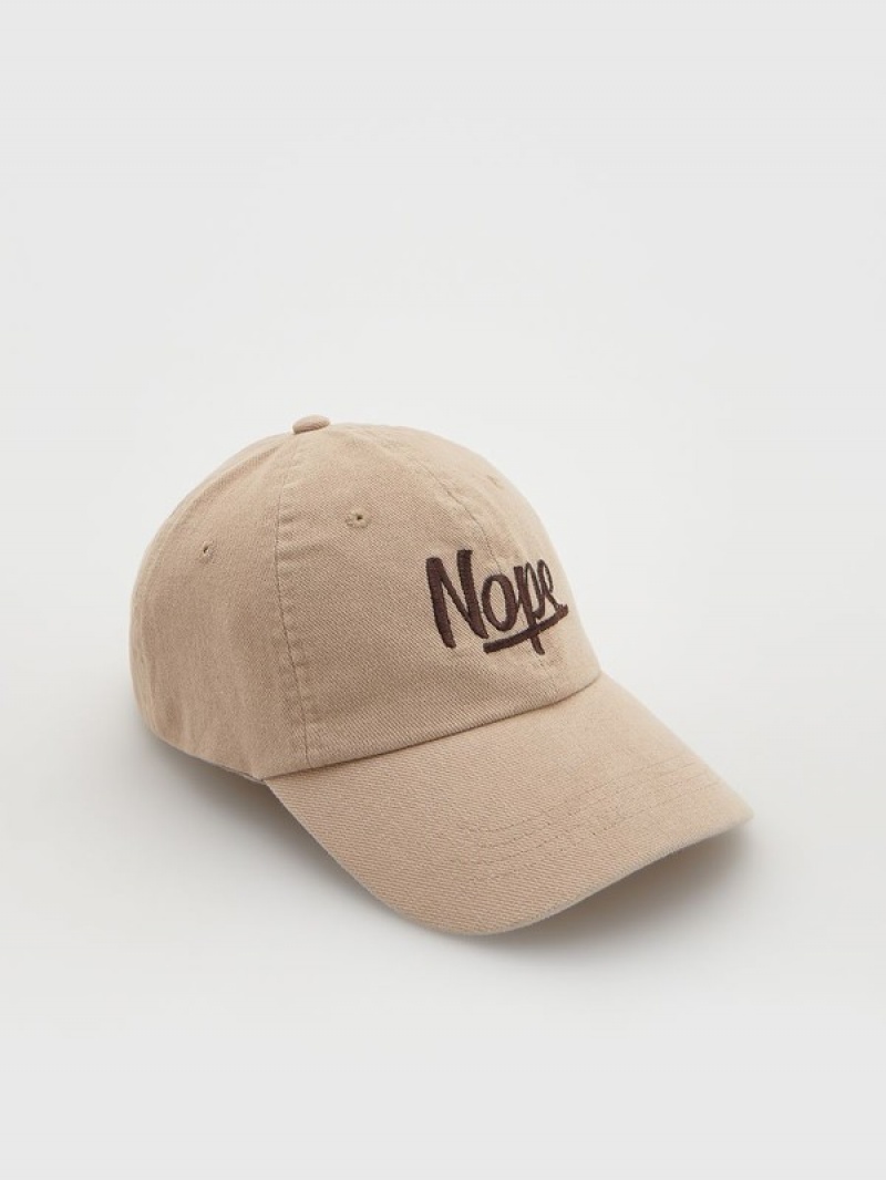 Reserved Baseballembroidery Caps Heren Beige | REBNP-9850